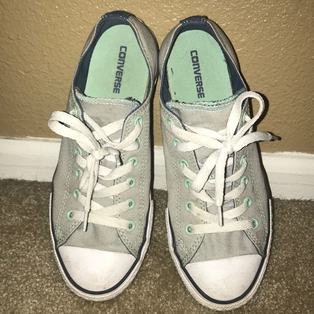 Gray/sea foam converse shoes